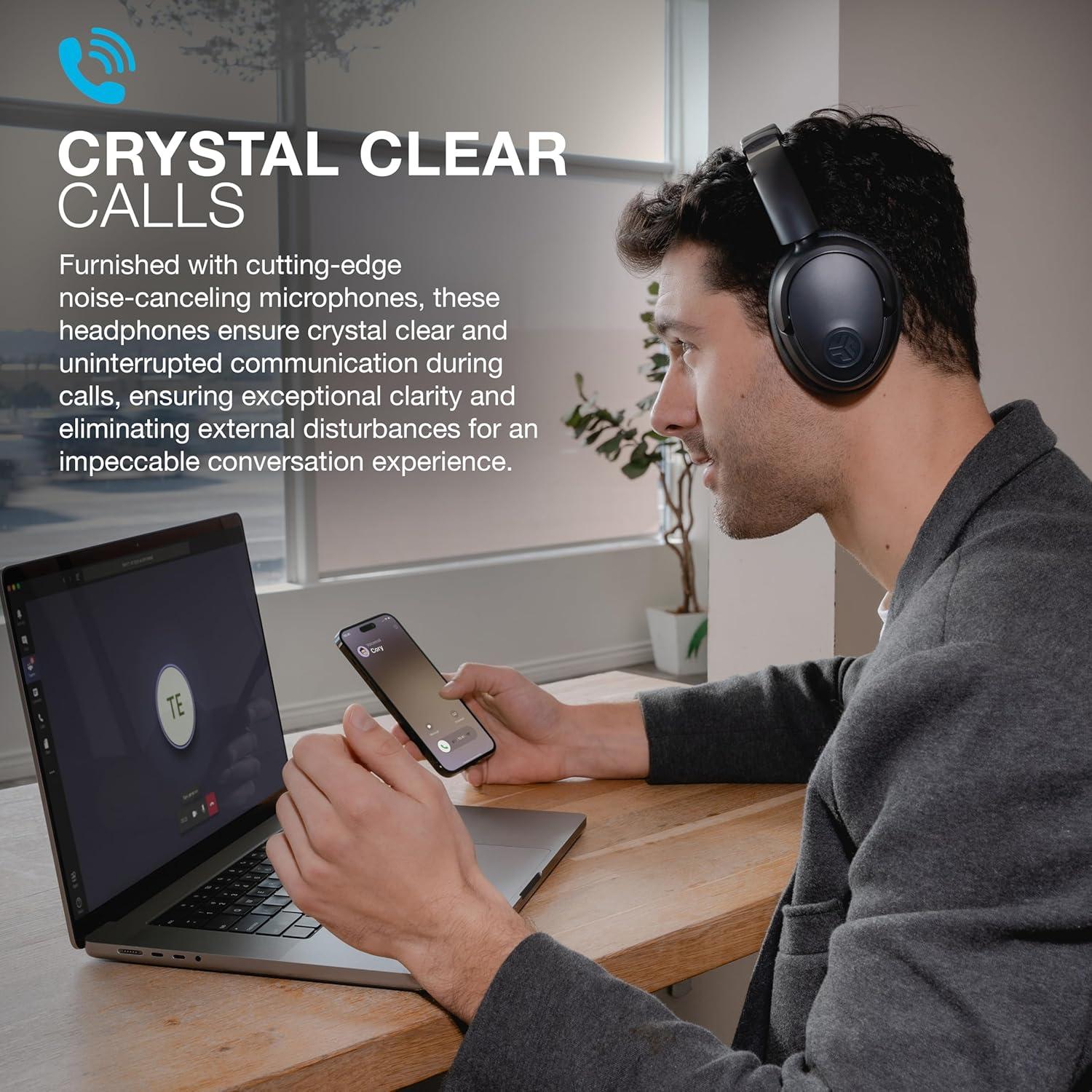 imageJLab JBuds Lux ANC Wireless Headphones Mauve Hybrid Active Noise Cancelling Customizable Sound Spatial Audio Compatible Premium OverEar Bluetooth HeadsetGraphite