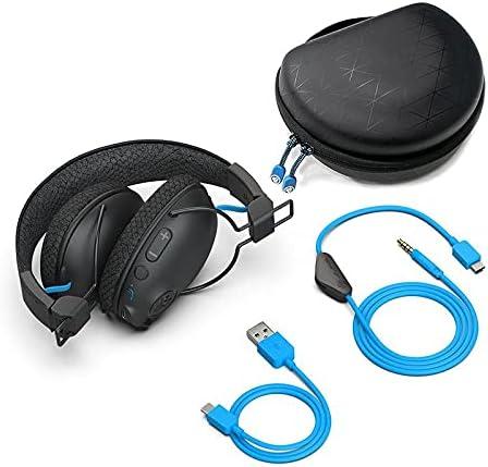 imageJLab Play Pro Gaming Wireless Headset  60 Hour Bluetooth 5 Playtime 60ms SuperLow Latency for Mobile Gameplay  Retractable Boom Mic  AUX Gaming Cord Compatible with Gaming Consoles Renewed