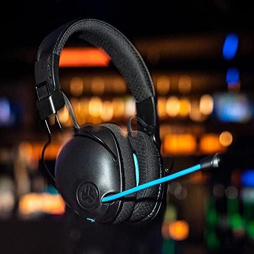 imageJLab Play Pro Gaming Wireless Headset 60 Hour Bluetooth 5 Playtime 60ms SuperLow Latency for Mobile Gameplay Retractable Boom Mic AUX Gaming Cord Compatible with Gaming Consoles