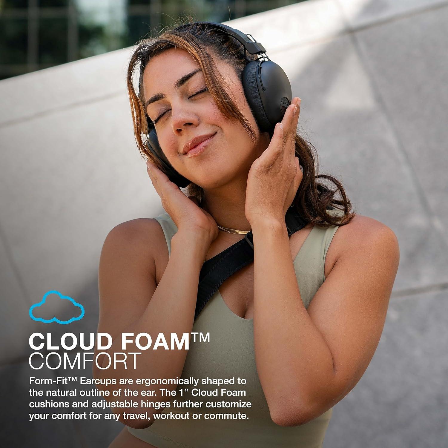 imageJLab Studio Pro ANC Bluetooth Wireless OverEar Headphones 45 Hour Bluetooth 5 Playtime Smart Active Noise Cancellation EQ3 Sound UltraPlush Faux Leather and Cloud Foam Cushions Black