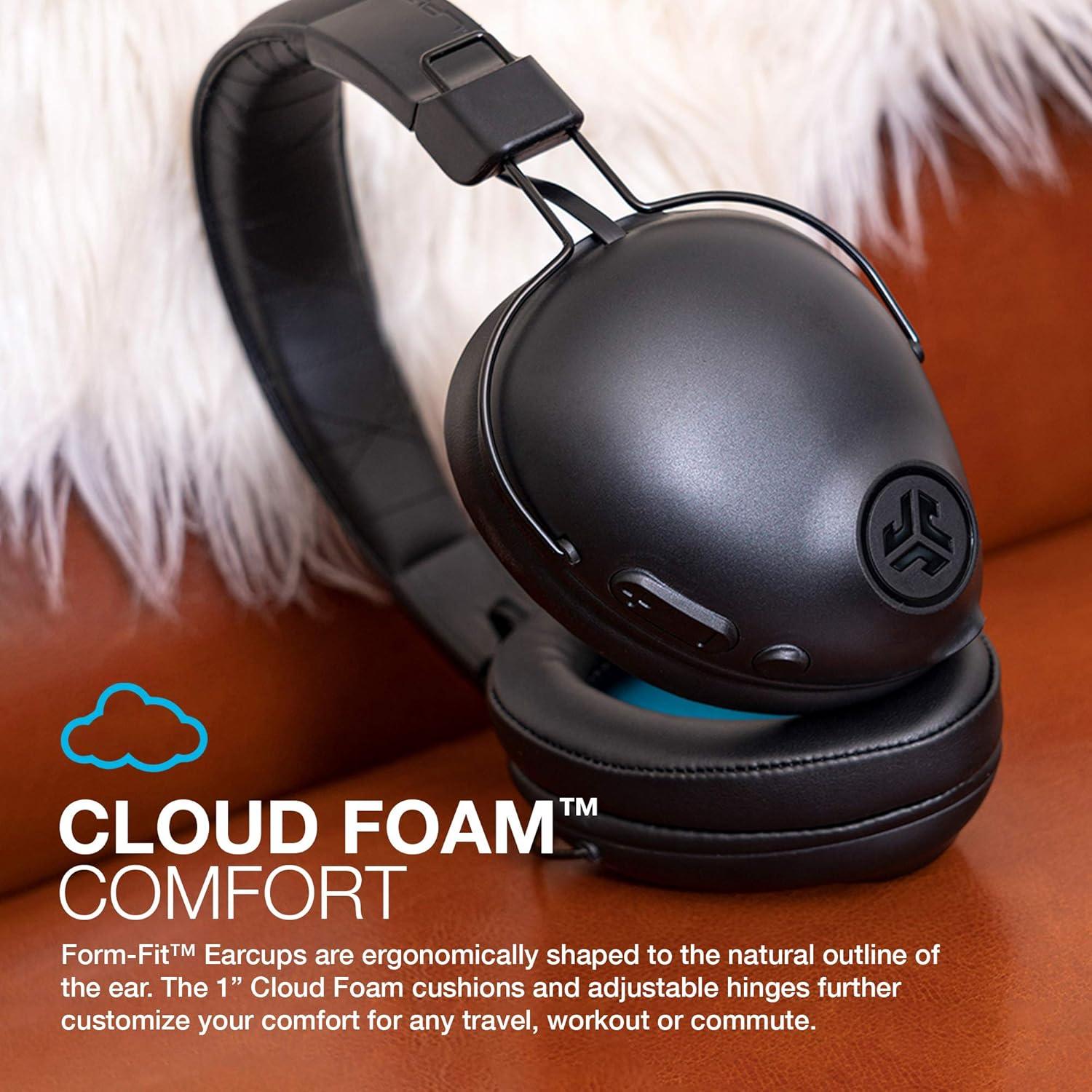 imageJLab Studio Pro Wireless OverEar Headphones Black 50 Hour Bluetooth 5 Playtime EQ3 Sound UltraPlush Faux Leather ampamp Cloud Foam Cushions Track and Volume Controls