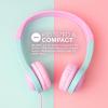 imageJLab JBuddies Folding Kids Wired Headphones Gen 2 PinkGrey Toddler Headphones Noise Isolation Kids Safe Volume Limiting for Children Ages 2PinkTeal