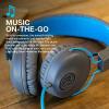 imageJLab Studio OnEar Headphones Wired Headphones GrayBlue Tangle Free Cord UltraPlush Faux Leather with Cloud Foam Cushions 40mm Neodymium Drivers with C3 Sound