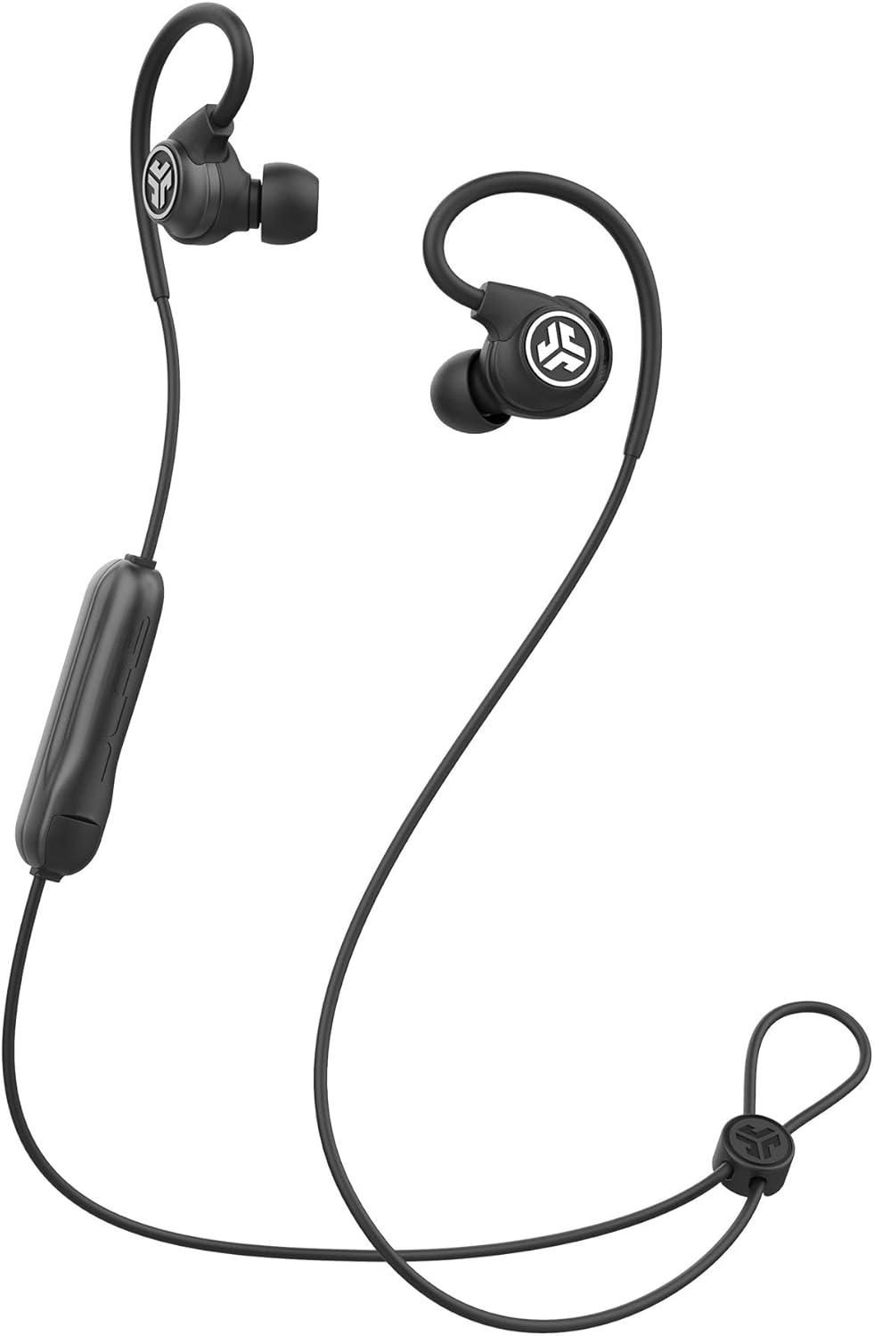 imageJLab Fit Sport 3 Wireless Fitness Earbuds Black Bluetooth 42 6 Hour Battery Life Flexible Memory Wire IP55 DustSweat Proof Rating Noise Isolation Universal Track ControlsBlack