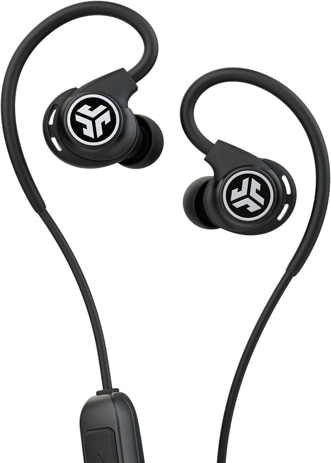 imageJLab Fit Sport 3 Wireless Fitness Earbuds Black Bluetooth 42 6 Hour Battery Life Flexible Memory Wire IP55 DustSweat Proof Rating Noise Isolation Universal Track ControlsBlack
