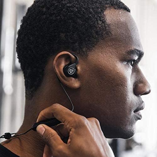 imageJLab Fit Sport 3 Wireless Fitness Earbuds Black Bluetooth 42 6 Hour Battery Life Flexible Memory Wire IP55 DustSweat Proof Rating Noise Isolation Universal Track ControlsBlack