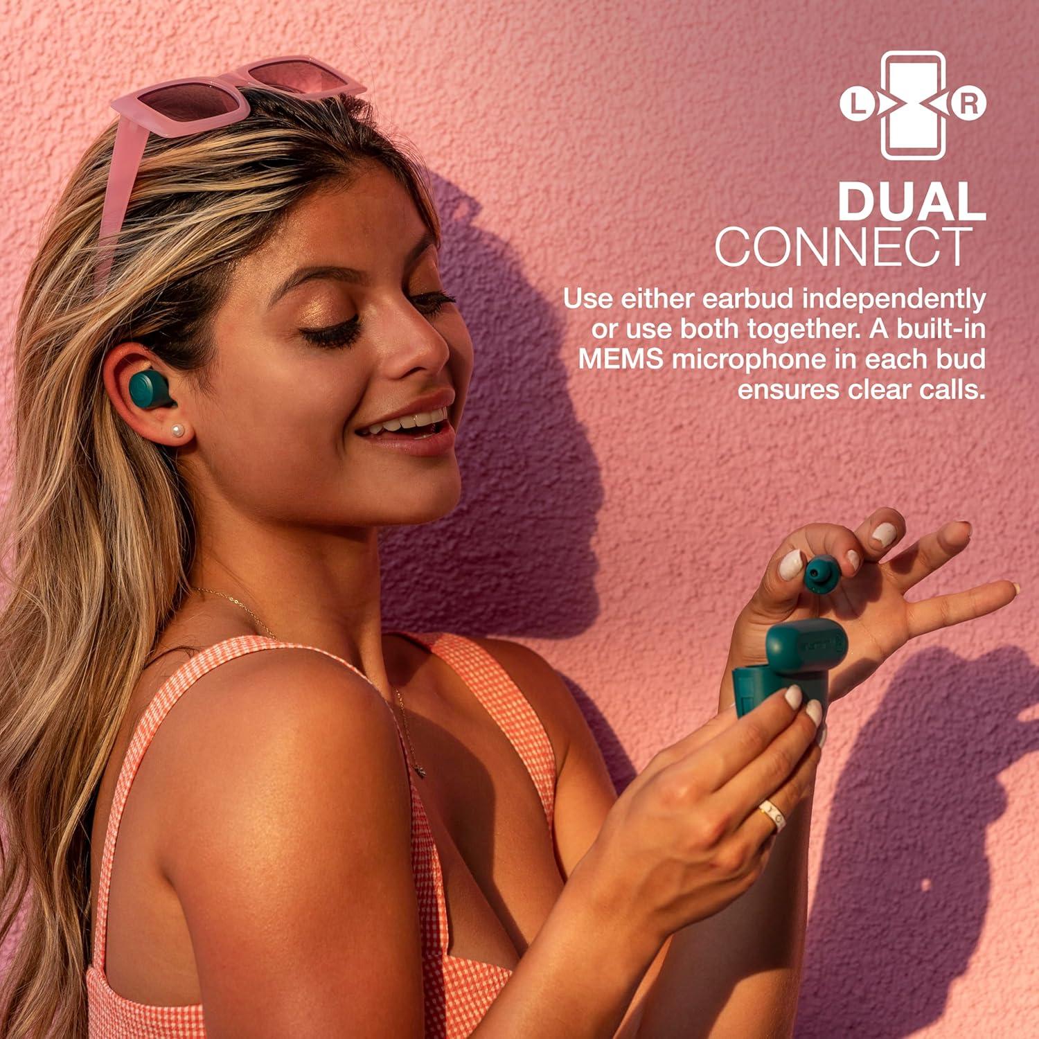 imageJLab Go Air Pop True Wireless Bluetooth Earbuds  Charging Case Black Dual Connect IPX4 Sweat Resistance Bluetooth 51 Connection 3 EQ Sound Settings Signature Balanced Bass BoostTeal