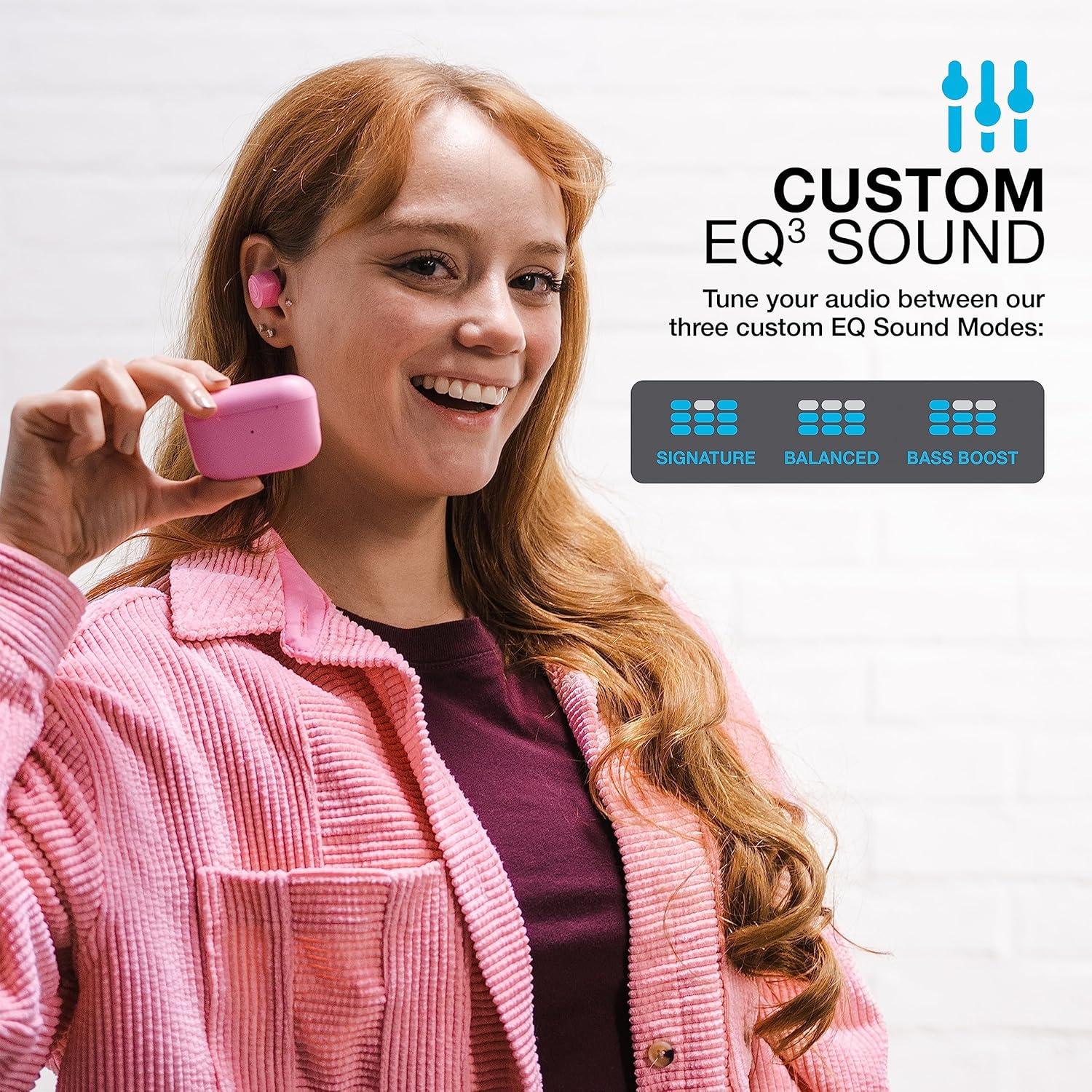 imageJLab Go Air Pop True Wireless Bluetooth Earbuds  Charging Case Black Dual Connect IPX4 Sweat Resistance Bluetooth 51 Connection 3 EQ Sound Settings Signature Balanced Bass BoostPink