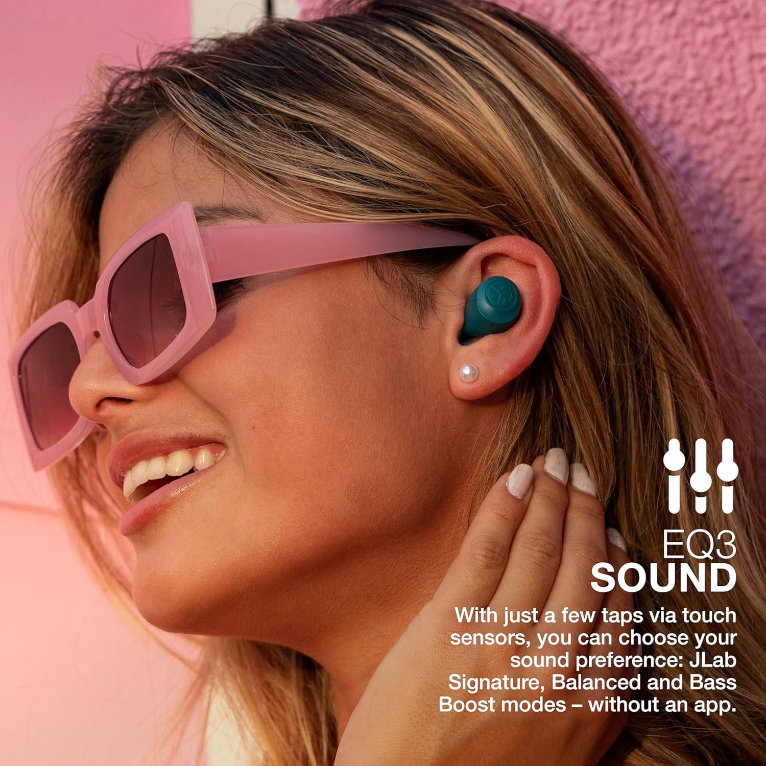 imageJLab Go Air Pop True Wireless Bluetooth Earbuds  Charging Case Black Dual Connect IPX4 Sweat Resistance Bluetooth 51 Connection 3 EQ Sound Settings Signature Balanced Bass BoostTeal
