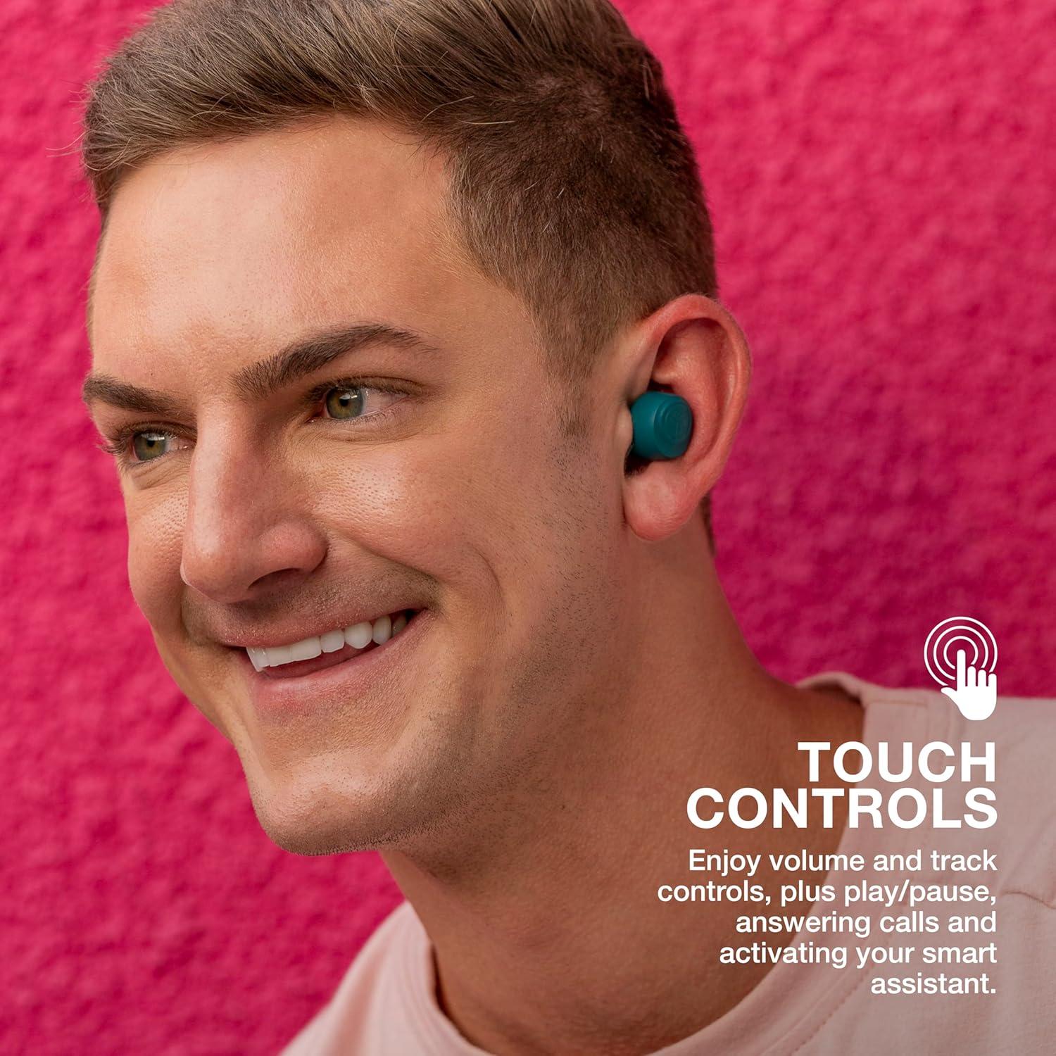 imageJLab Go Air Pop True Wireless Bluetooth Earbuds  Charging Case Black Dual Connect IPX4 Sweat Resistance Bluetooth 51 Connection 3 EQ Sound Settings Signature Balanced Bass BoostTeal