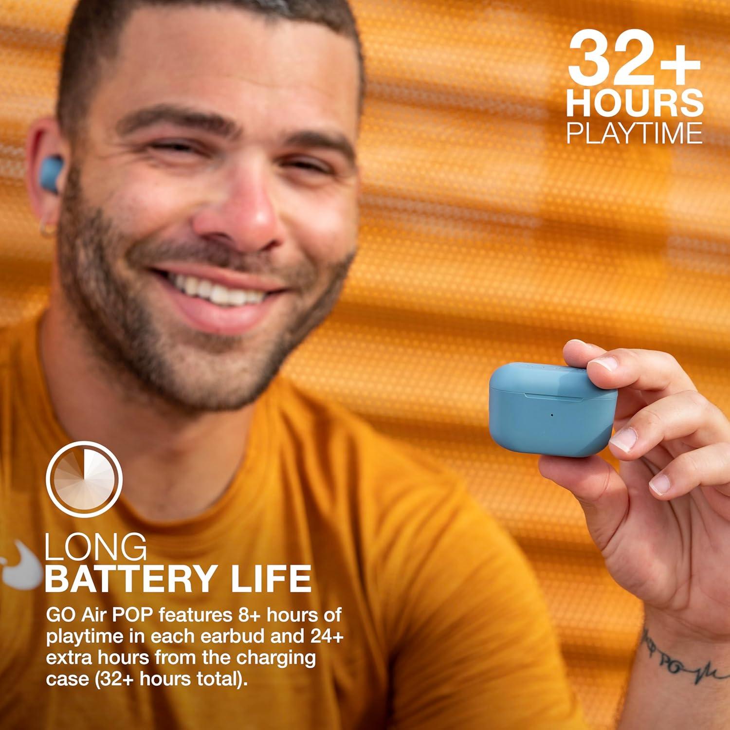 imageJLab Go Air Pop True Wireless Bluetooth Earbuds  Charging Case Black Dual Connect IPX4 Sweat Resistance Bluetooth 51 Connection 3 EQ Sound Settings Signature Balanced Bass BoostSlate