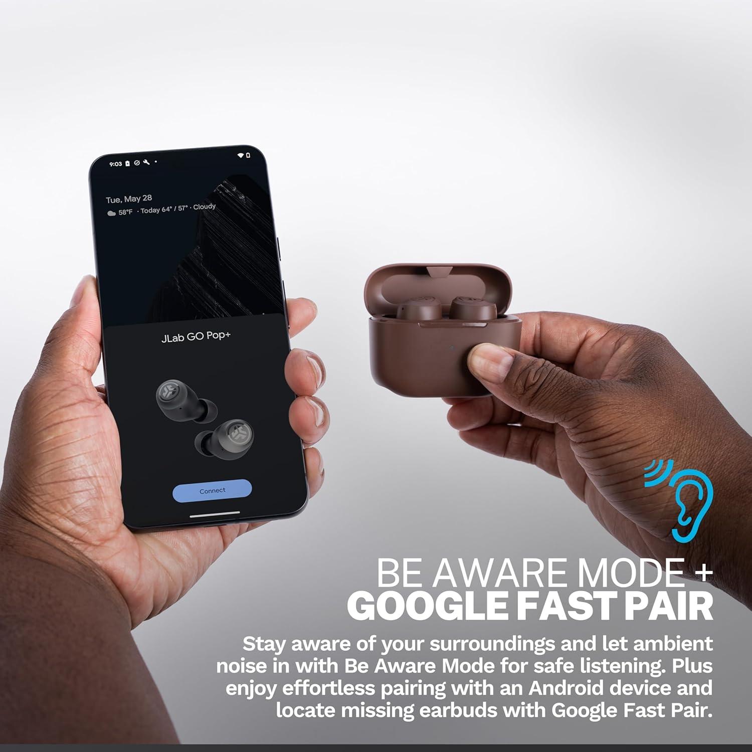 imageJLab Go Air Pop True Wireless Earbuds in Ear Headphones Bluetooth Earphones 35H Playtime Ear Buds Bluetooth Earbuds with Microphone USBC Charging Case Dual Connect EQ3 Sound BlackB4625 W