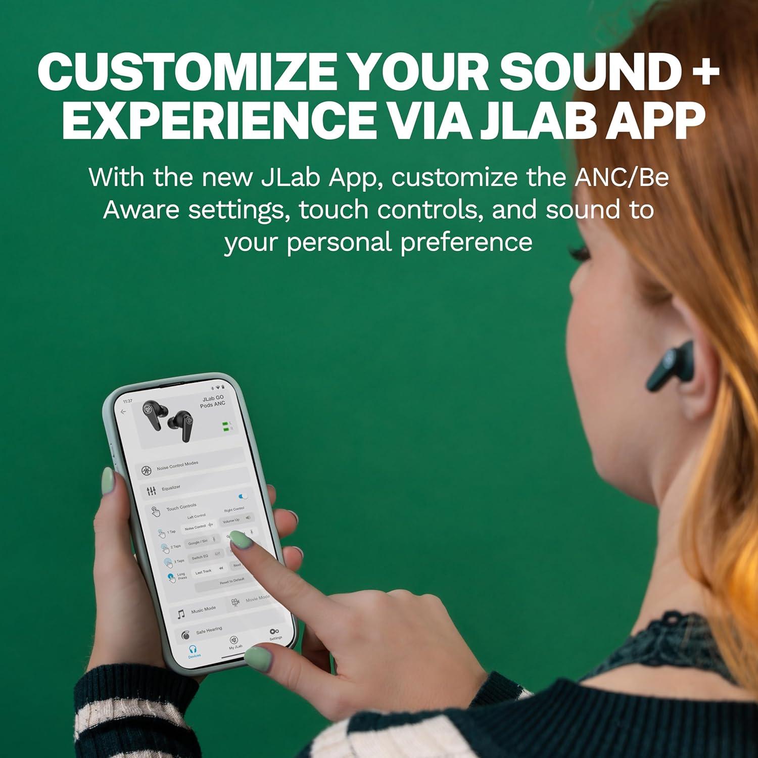 imageJLab Go Pods ANC True Wireless Bluetooth Earbuds ampamp Charging Case Hybrid Active Noise canceling  Be Aware for Safe Listening 26 Hours Total Playtime Clear Calls Custom Sound via App BlackSage