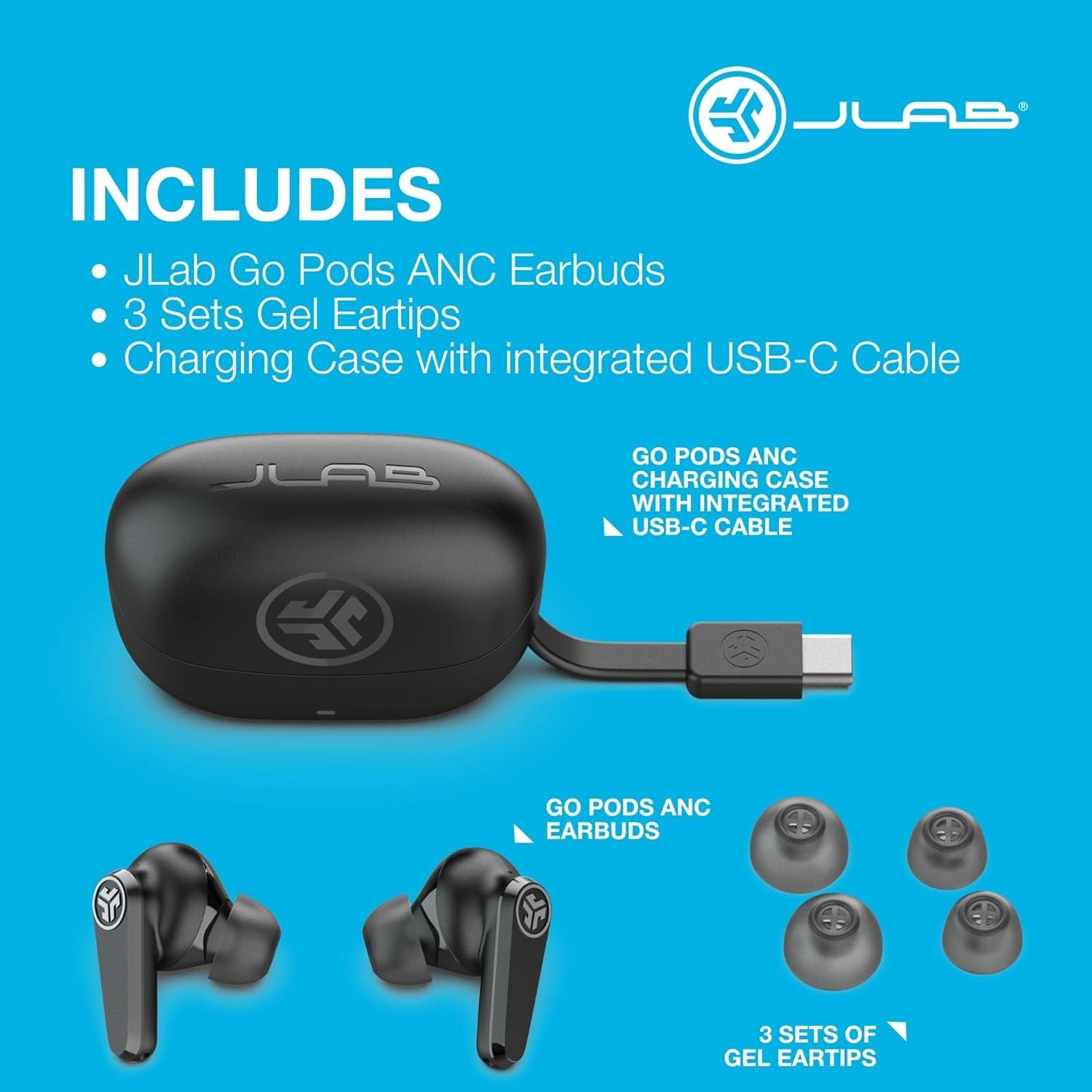 imageJLab Go Pods ANC True Wireless Bluetooth Earbuds ampamp Charging Case Hybrid Active Noise canceling  Be Aware for Safe Listening 26 Hours Total Playtime Clear Calls Custom Sound via App BlackLilac