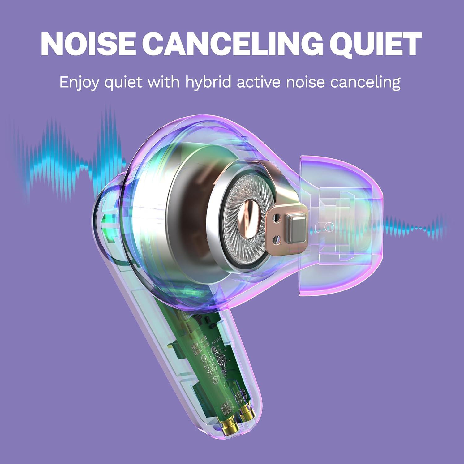 imageJLab Go Pods ANC True Wireless Bluetooth Earbuds ampamp Charging Case Hybrid Active Noise canceling  Be Aware for Safe Listening 26 Hours Total Playtime Clear Calls Custom Sound via App BlackLilac
