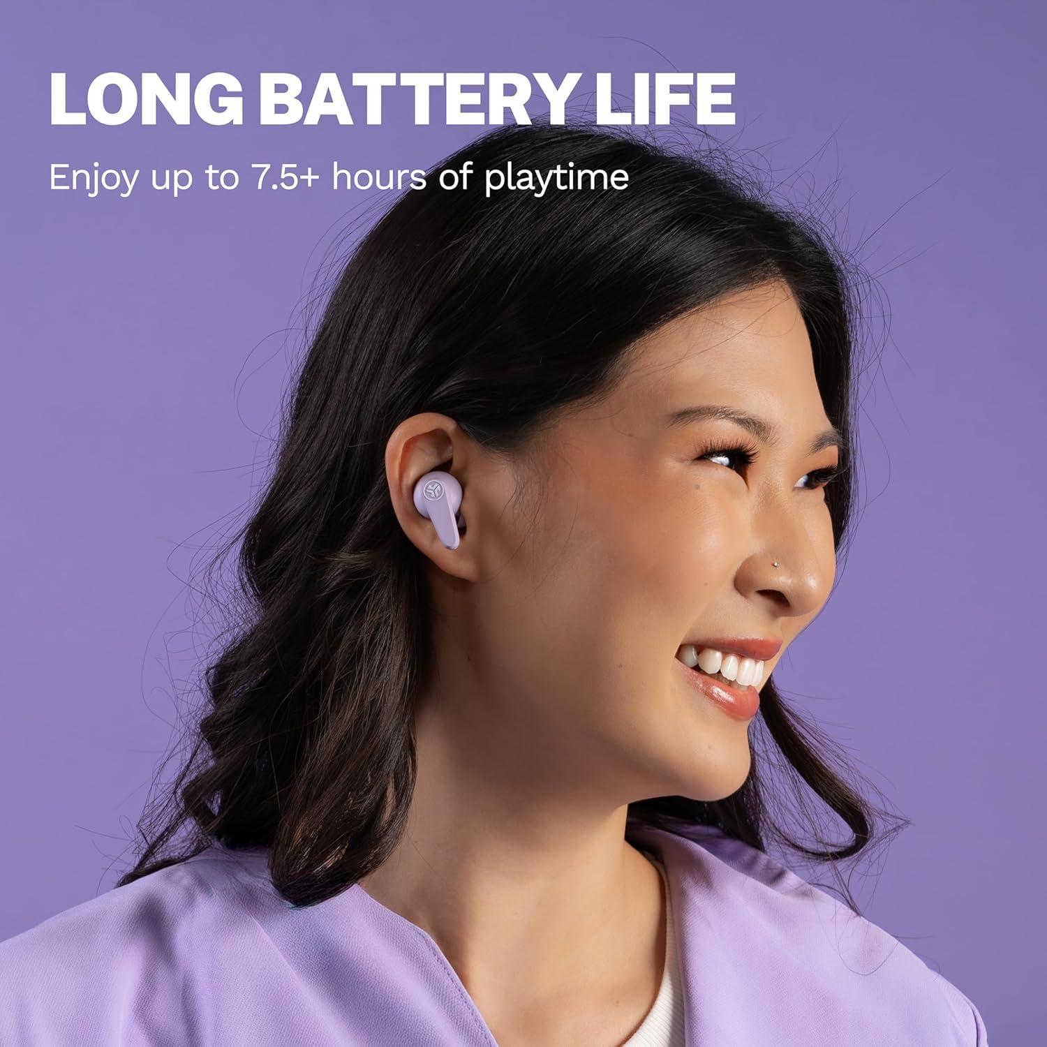 imageJLab Go Pods ANC True Wireless Bluetooth Earbuds ampamp Charging Case Hybrid Active Noise canceling  Be Aware for Safe Listening 26 Hours Total Playtime Clear Calls Custom Sound via App BlackLilac