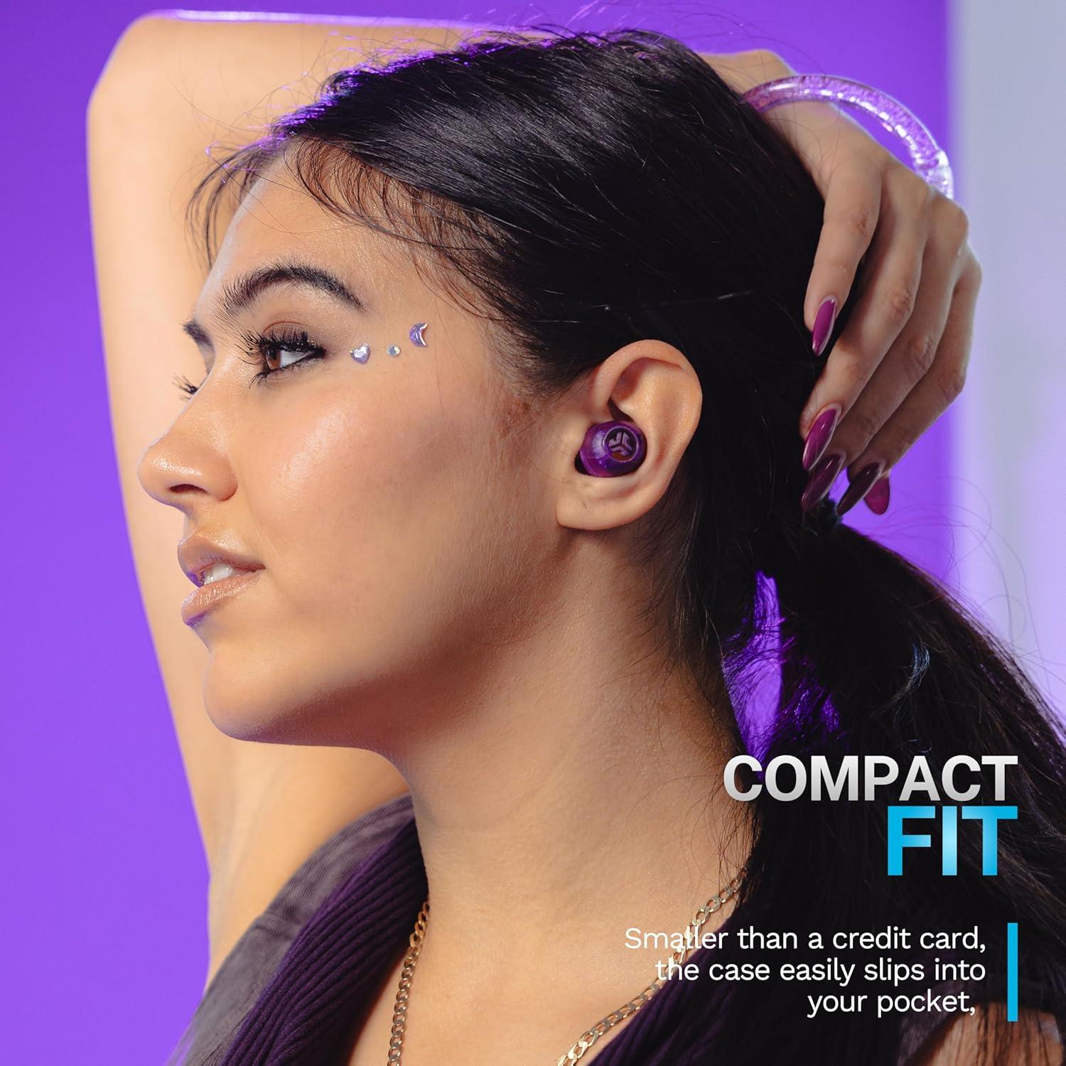 imageJLab Go Pop ANC True Wireless Earbuds ampamp Charging Case Black Active Noise Cancelling 10mm Drivers Dual Connect Customize Your Sound with App Be Aware Mode Compact Fit MEMS MicrophoneTransparent Purple