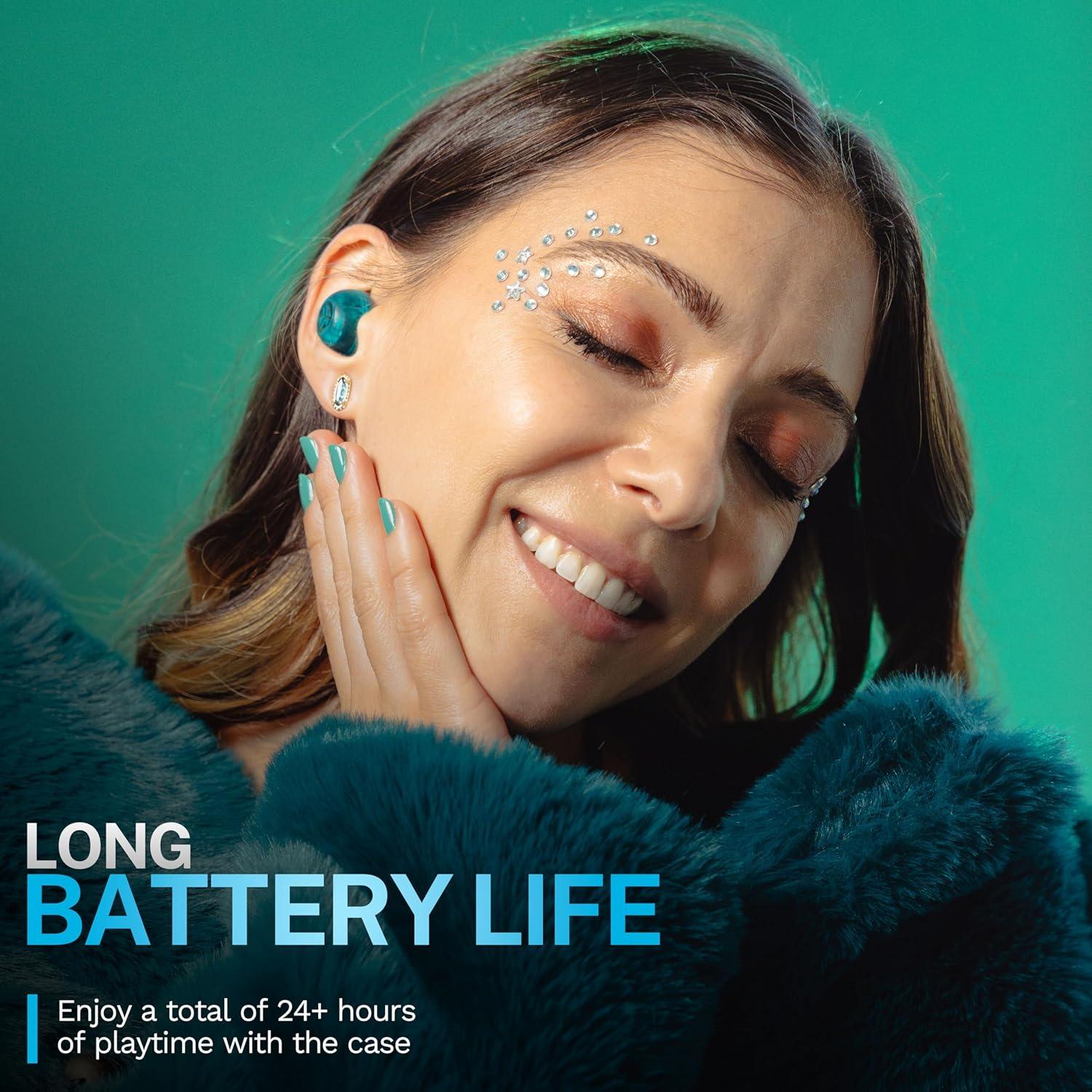 imageJLab Go Pop ANC True Wireless Earbuds ampamp Charging Case Black Active Noise Cancelling 10mm Drivers Dual Connect Customize Your Sound with App Be Aware Mode Compact Fit MEMS MicrophoneTransparent Teal
