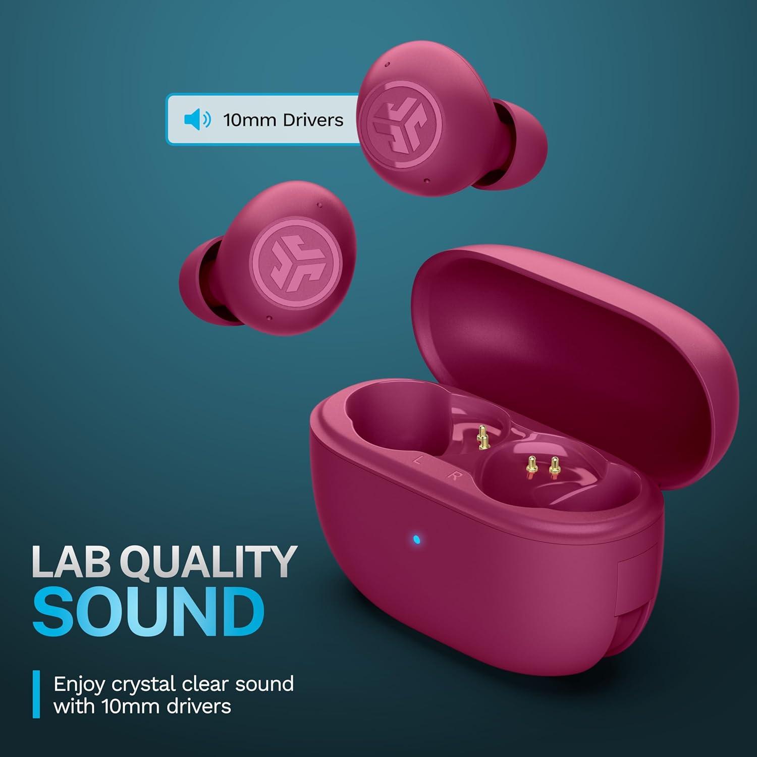 imageJLab Go Pop ANC True Wireless Earbuds ampamp Charging Case Black Active Noise Cancelling 10mm Drivers Dual Connect Customize Your Sound with App Be Aware Mode Compact Fit MEMS MicrophoneFuchsia