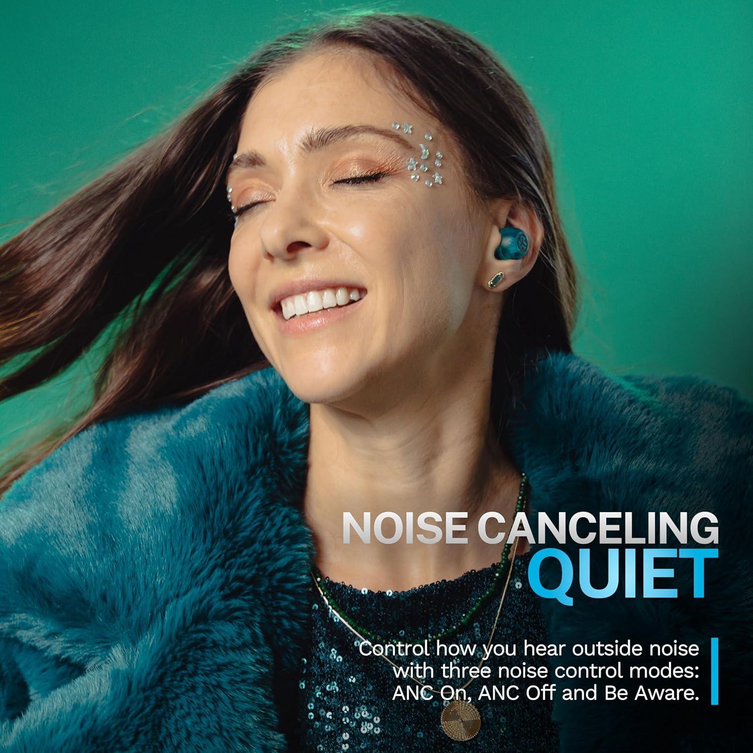 imageJLab Go Pop ANC True Wireless Earbuds ampamp Charging Case Black Active Noise Cancelling 10mm Drivers Dual Connect Customize Your Sound with App Be Aware Mode Compact Fit MEMS MicrophoneTransparent Teal