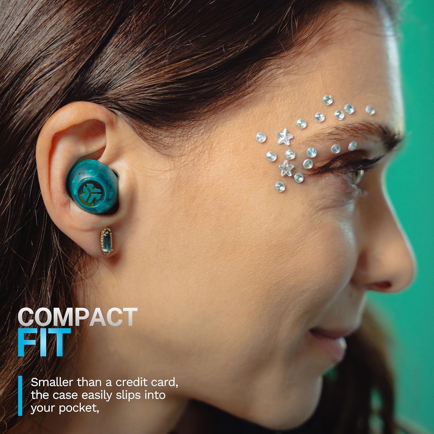 imageJLab Go Pop ANC True Wireless Earbuds ampamp Charging Case Black Active Noise Cancelling 10mm Drivers Dual Connect Customize Your Sound with App Be Aware Mode Compact Fit MEMS MicrophoneTransparent Teal