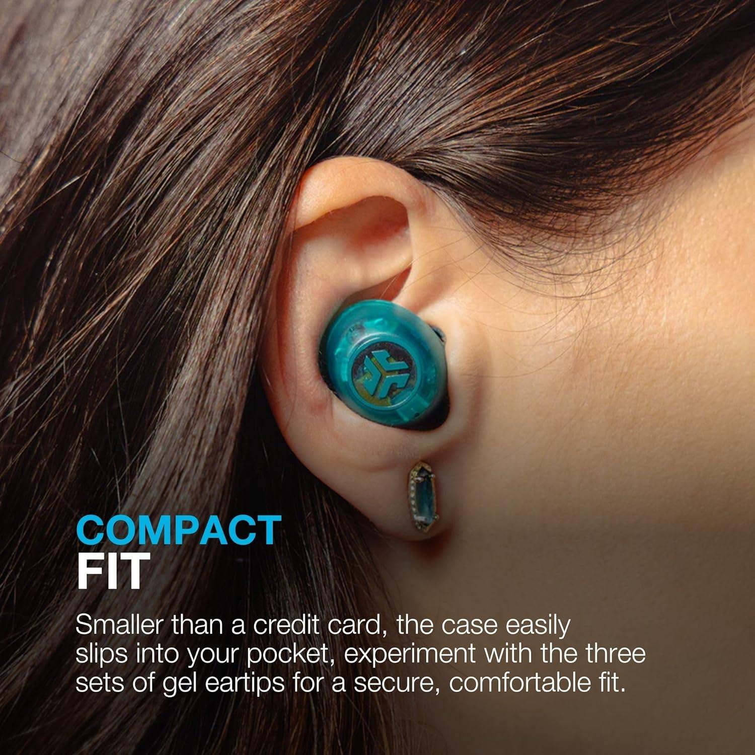 imageJLab Go Pop ANC True Wireless Earbuds ampamp Charging Case Black Active Noise Cancelling 10mm Drivers Dual Connect Customize Your Sound with App Be Aware Mode Compact Fit MEMS MicrophoneTransparent Neon Green