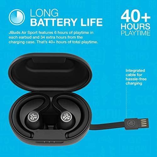 imageJLab JBuds Air Sport True Wireless Bluetooth Earbuds  Charging Case Black IP66 Sweat Resistance Class 1 Bluetooth 50 Connection 3 EQ Sound Settings JLab Signature Balanced Bass BoostBlack
