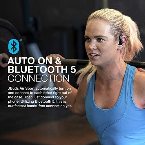 imageJLab JBuds Air Sport True Wireless Bluetooth Earbuds  Charging Case Black IP66 Sweat Resistance Class 1 Bluetooth 50 Connection 3 EQ Sound Settings JLab Signature Balanced Bass BoostBlack