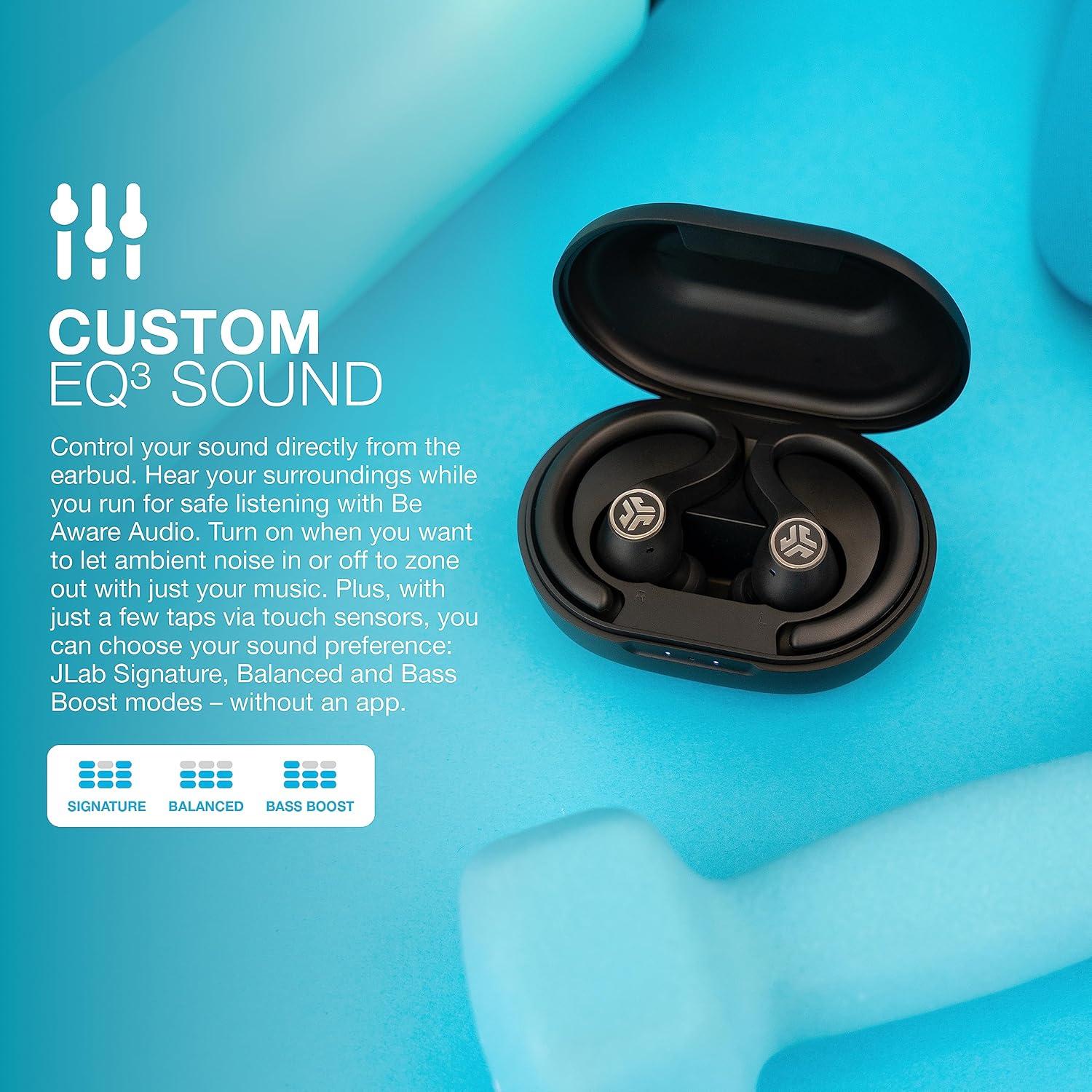 imageJLab JBuds Air Sport True Wireless Bluetooth Earbuds  Charging Case Black IP66 Sweat Resistance Class 1 Bluetooth 50 Connection 3 EQ Sound Settings JLab Signature Balanced Bass BoostBlack