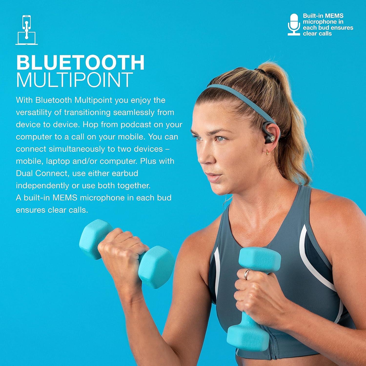 imageJLab JBuds Air Sport True Wireless Bluetooth Earbuds  Charging Case Black IP66 Sweat Resistance Class 1 Bluetooth 50 Connection 3 EQ Sound Settings JLab Signature Balanced Bass BoostBlack