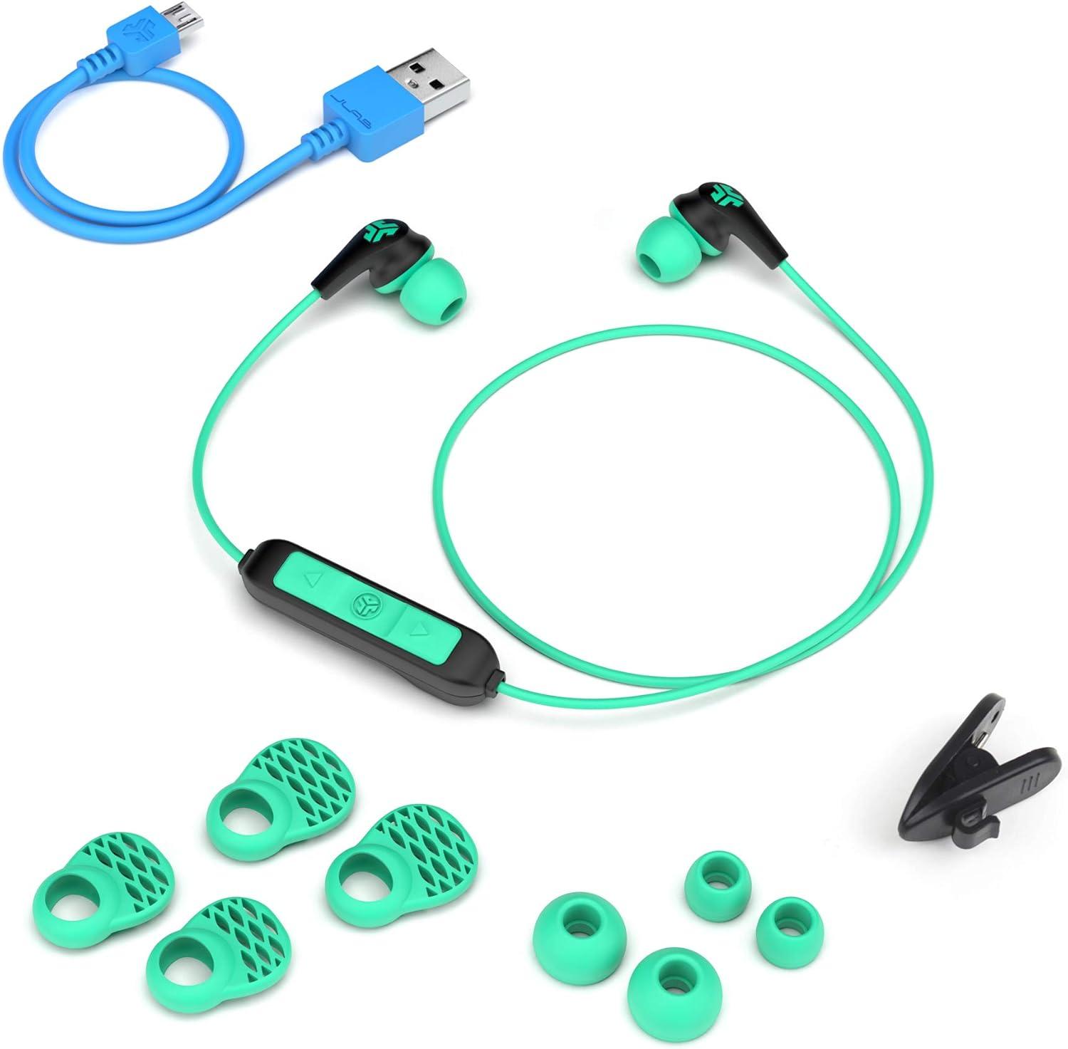 imageJLab JBuds Pro Bluetooth Wireless Signature Earbuds Teal Titanium 10mm Drivers 10Hour Battery Life Music Controls Noise Isolation Bluetooth 41 Extra Gel Tips and Cush FinsTeal