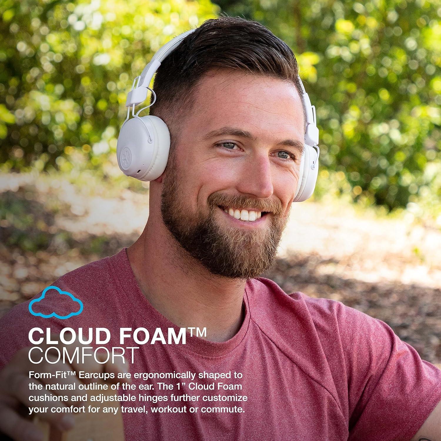 imageJLab Studio ANC OnEar Wireless Headphones Black 34 Hour Bluetooth 5 Playtime 28 Hour with Active Noise Cancellation EQ3 Custom Sound UltraPlush Faux Leather ampamp Cloud Foam CushionsWhite