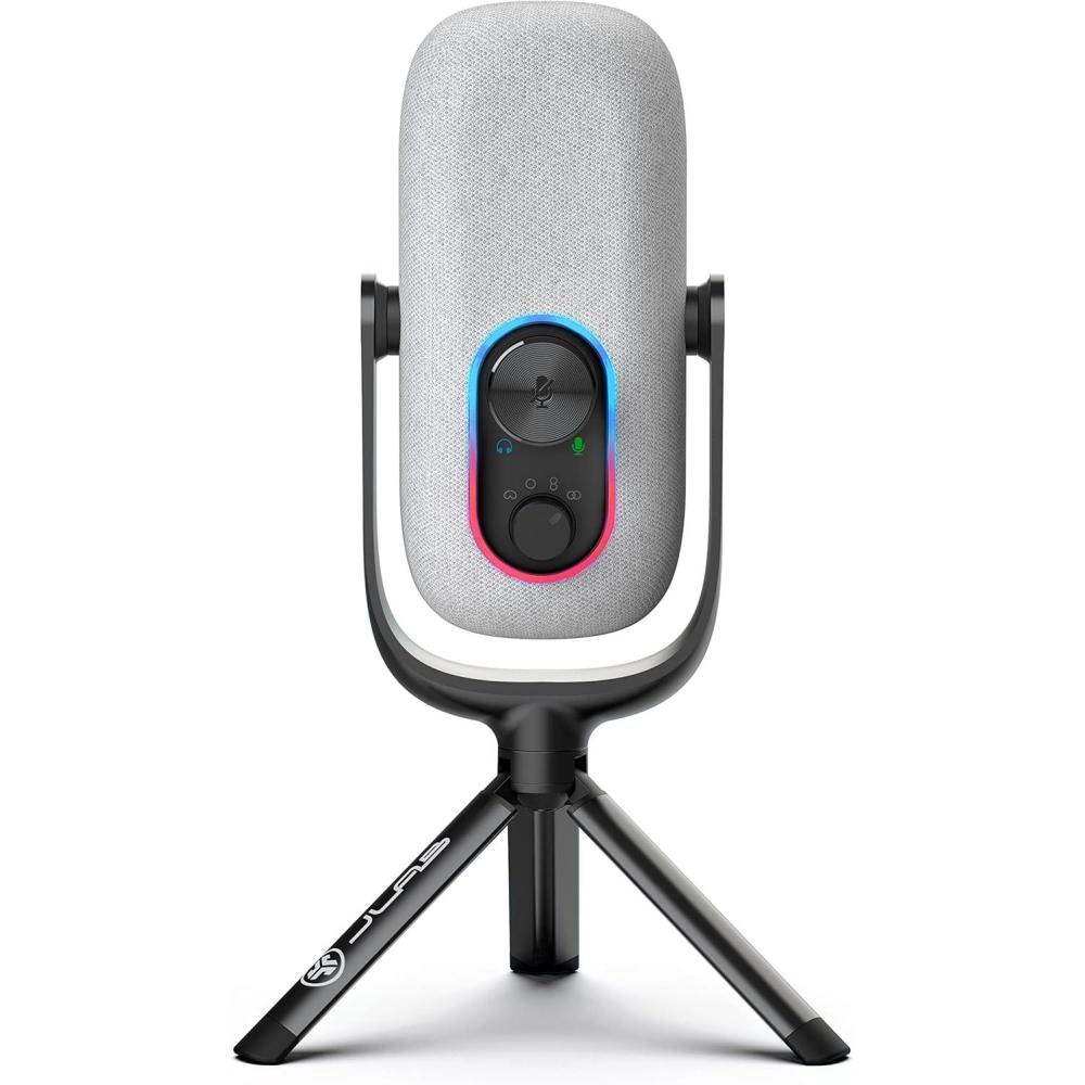imageJLab Epic Talk USB Gaming Streaming Microphone White USBC Output Cardioid Omni Stereo BiDirectional 192k Sample Rate Volume Control Gain Control and Quick Mute 35mm AUX Plug and PlayWhite