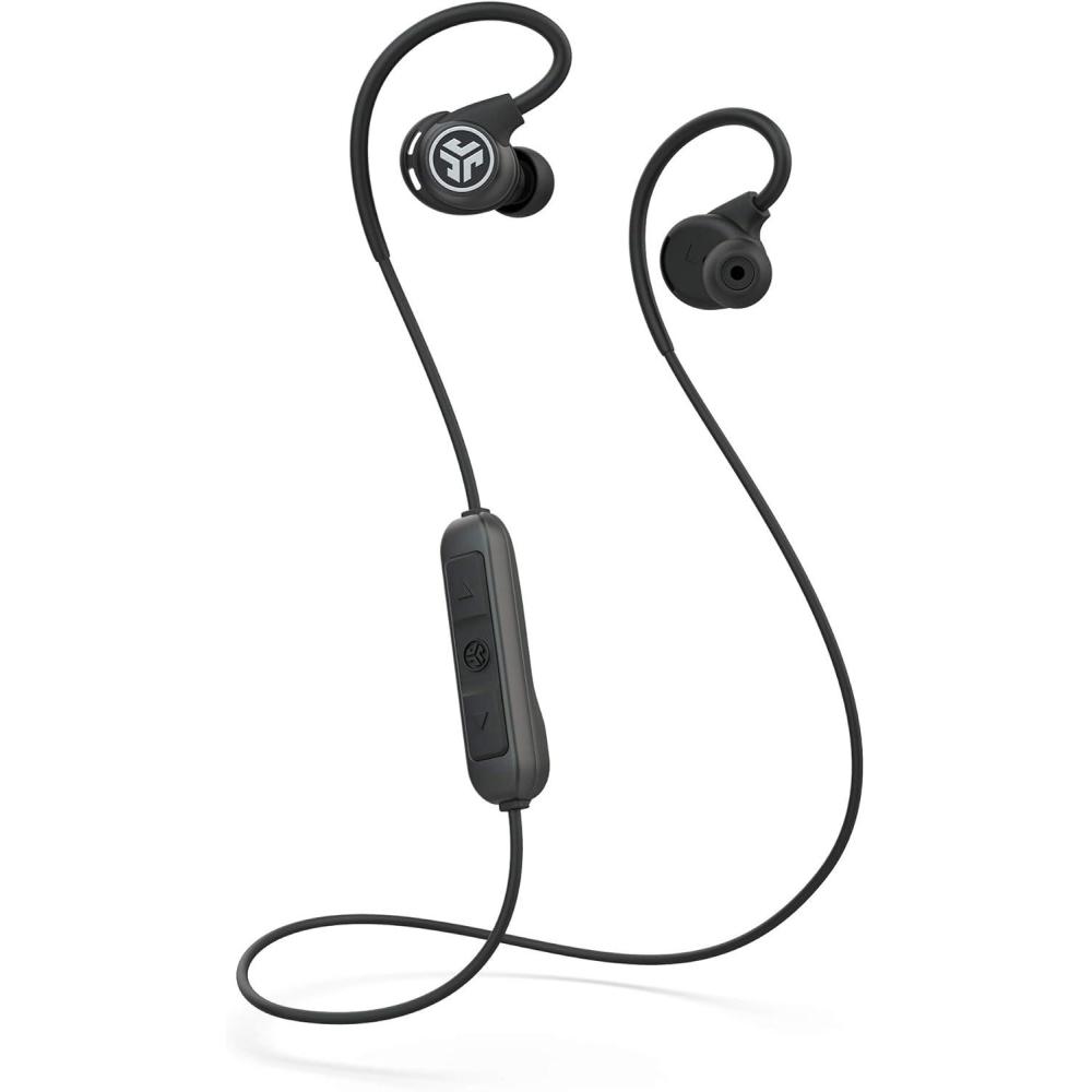 imageJLab Fit Sport 3 Wireless Fitness Earbuds Black Bluetooth 42 6 Hour Battery Life Flexible Memory Wire IP55 DustSweat Proof Rating Noise Isolation Universal Track ControlsBlack