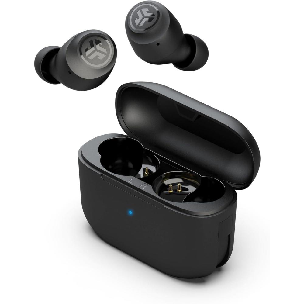 imageJLab Go Air Pop True Wireless Bluetooth Earbuds  Charging Case Black Dual Connect IPX4 Sweat Resistance Bluetooth 51 Connection 3 EQ Sound Settings Signature Balanced Bass BoostBlack