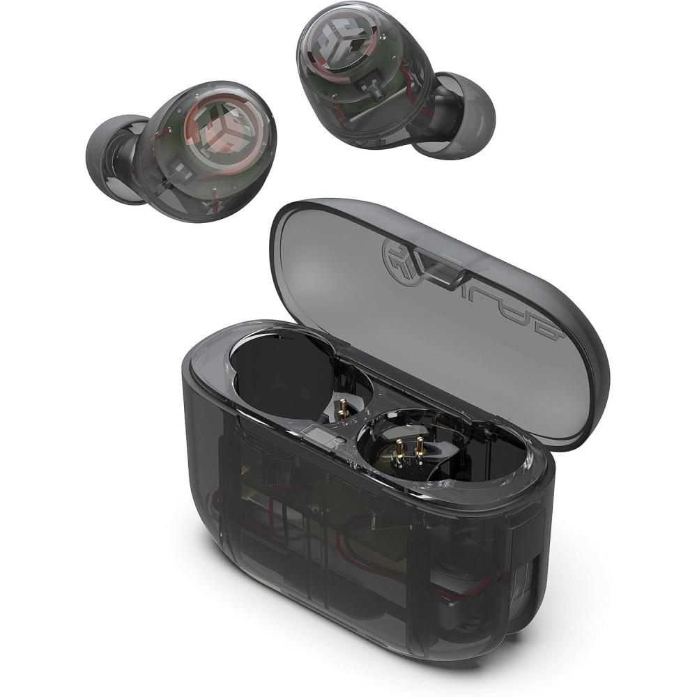 imageJLab Go Air Pop True Wireless Bluetooth Earbuds  Charging Case Black Dual Connect IPX4 Sweat Resistance Bluetooth 51 Connection 3 EQ Sound Settings Signature Balanced Bass BoostClear