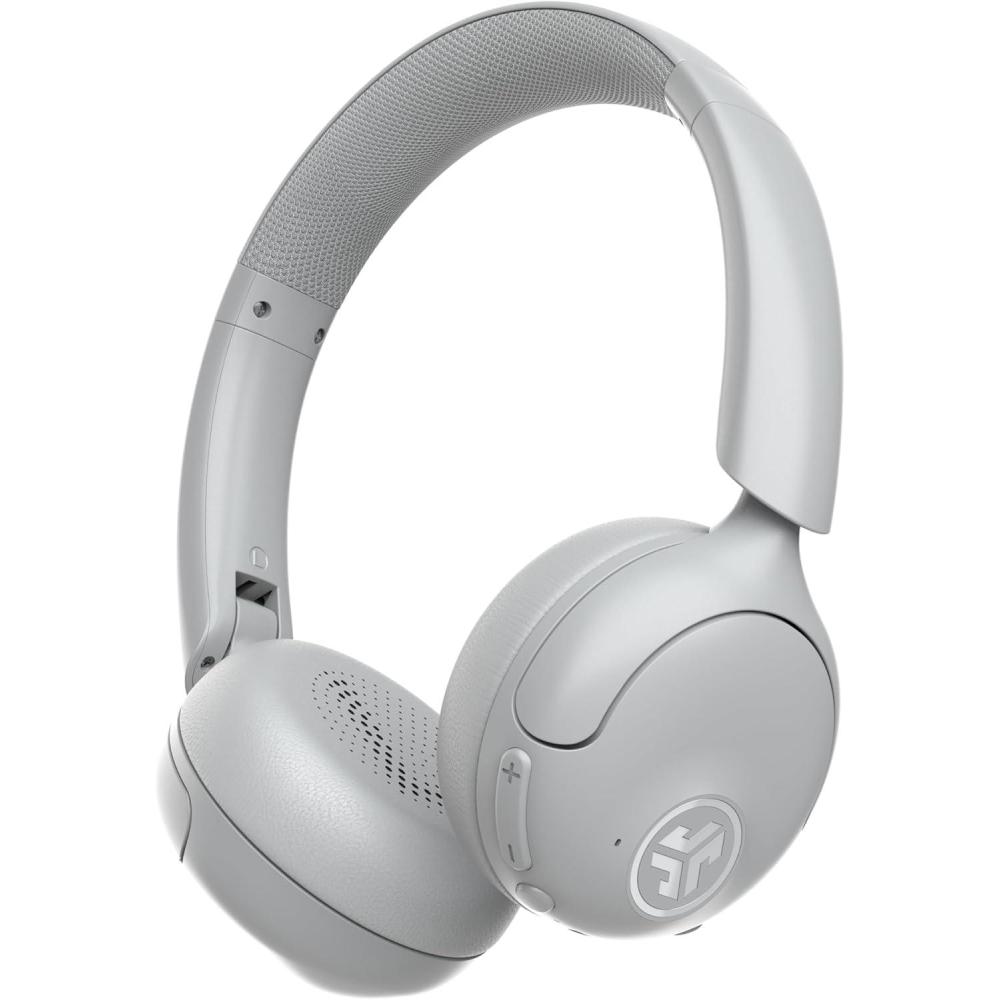 imageJLab Go Lux ANC Wireless Headphones Graphite Hybrid Active Noise Cancelling Premium OnEar Bluetooth Headset Customizable Sound Be Aware Mode Cloud Foam Comfort Multipoint ConnectionCloud White