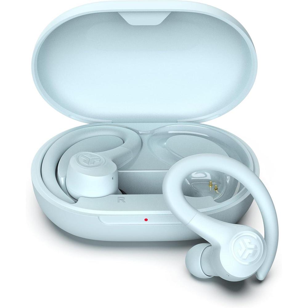 imageJLab Go Sport Wireless Workout Earbuds Featuring C3 Clear Calling Secure Earhook Sport Design 35 Hour Bluetooth Playtime and 3 EQ Sound Settings GraphiteLight Blue