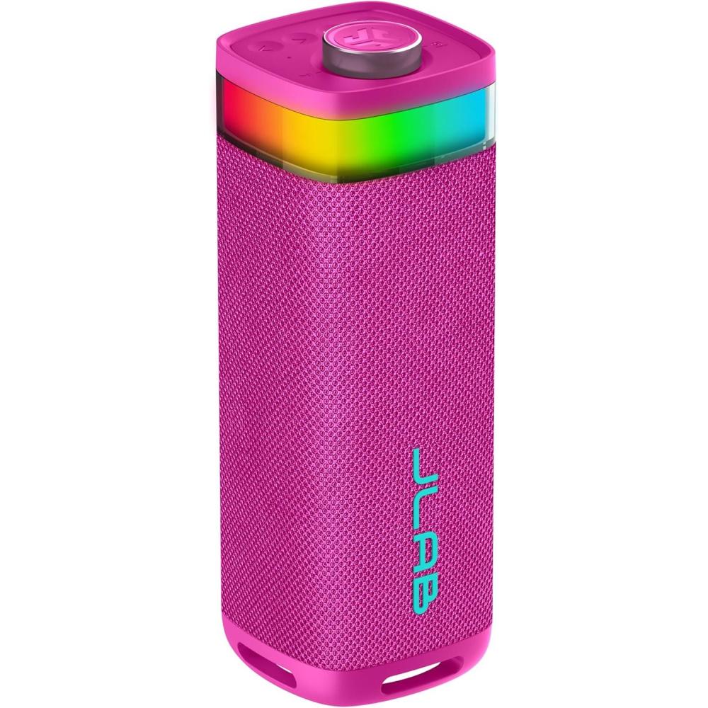 imageJLab JBuds Party Portable Bluetooth Speaker 2 FullRange Drivers  2 Passive Woofers IP56 Waterproof 12 Hours Playtime Connect Multiple Speakers Custom Sound  RGB Lighting via App BlackPink