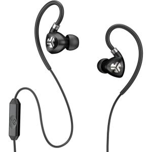 imageJLab Audio Fit2 Sport Wired Earbuds  Sport Fit with Customizable Memory Wire Earhook  IPX5 Waterproof ampamp Sweatproof  C3 Sound with Titanium Drivers  Black