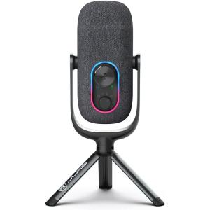 imageJLab Epic Talk USB Gaming Streaming Microphone White USBC Output Cardioid Omni Stereo BiDirectional 192k Sample Rate Volume Control Gain Control and Quick Mute 35mm AUX Plug and PlayBlack