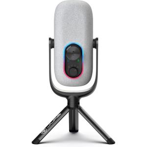 imageJLab Epic Talk USB Gaming Streaming Microphone White USBC Output Cardioid Omni Stereo BiDirectional 192k Sample Rate Volume Control Gain Control and Quick Mute 35mm AUX Plug and PlayWhite