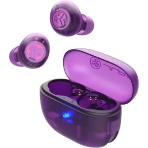 imageJLab Go Pop ANC True Wireless Earbuds ampamp Charging Case Black Active Noise Cancelling 10mm Drivers Dual Connect Customize Your Sound with App Be Aware Mode Compact Fit MEMS MicrophoneTransparent Purple
