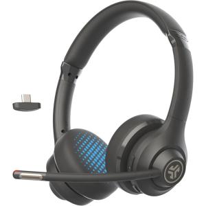 imageJLab Go Work Gen 2 Wireless Headsets with Microphone  55 Playtime PC Bluetooth Headset and Multipoint Connect to Laptop Computer and Mobile  Wired or Wireless Bluetooth or USB Dongle Headphones