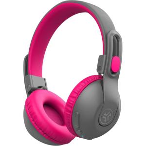 imageJLab JBuddies Studio 2 Wireless Wired OnEar Kids Headphones GreyPink 65 Hour Battery Life Volume Safe Volume Limiter Folding Adjustable Noise Isolation with Mic