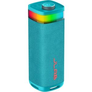 imageJLab JBuds Party Portable Bluetooth Speaker 2 FullRange Drivers  2 Passive Woofers IP56 Waterproof 12 Hours Playtime Connect Multiple Speakers Custom Sound  RGB Lighting via App BlackCyan