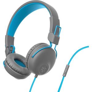 imageJLab Studio OnEar Headphones Wired Headphones GrayBlue Tangle Free Cord UltraPlush Faux Leather with Cloud Foam Cushions 40mm Neodymium Drivers with C3 Sound