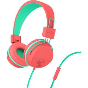 imageJLab JBuddies Studio OnEar Kids Wired Headphones Toddler Headphones Kid Safe Studio Volume Safe Volume Limiter Folding Adjustable Noise Isolation with Mic Dark PinkPeach