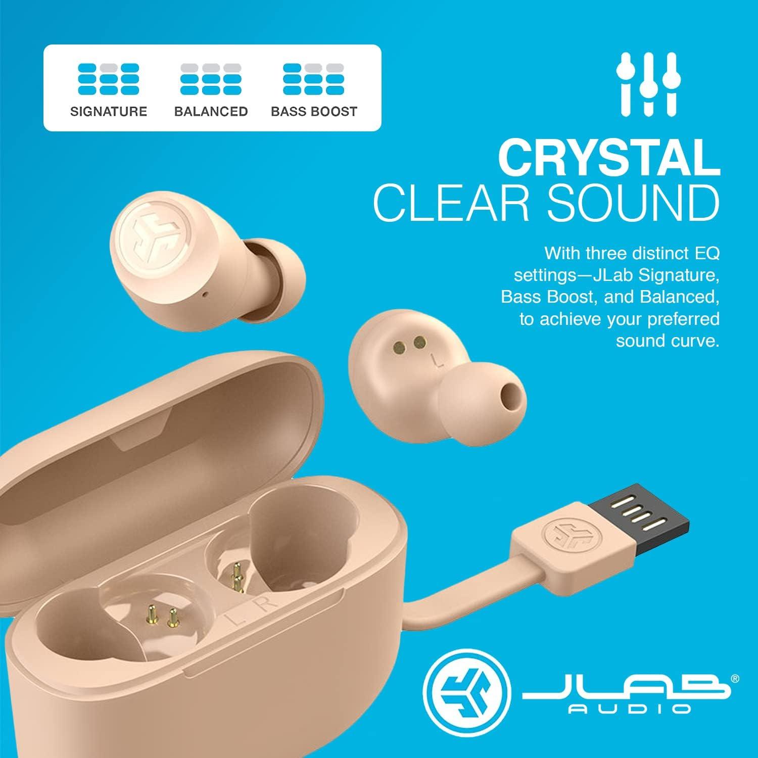 imageJLab Go Air Tones True Wireless Earbuds Designed with Auto On and Connect Touch Controls 32 Hours Bluetooth Playtime EQ3 Sound and Dual Connect Natural Earthtone Color 474 C