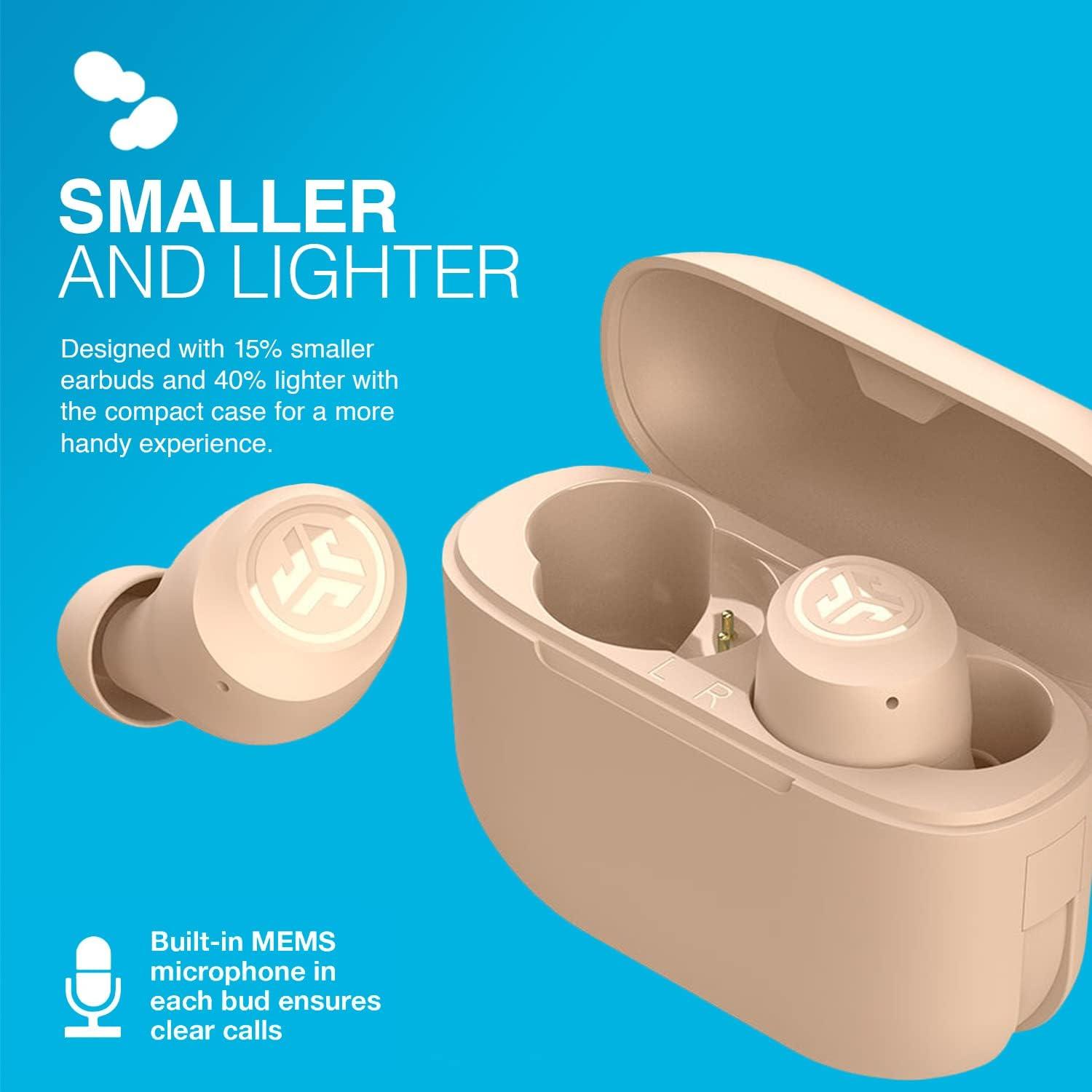 imageJLab Go Air Tones True Wireless Earbuds Designed with Auto On and Connect Touch Controls 32 Hours Bluetooth Playtime EQ3 Sound and Dual Connect Natural Earthtone Color 474 C